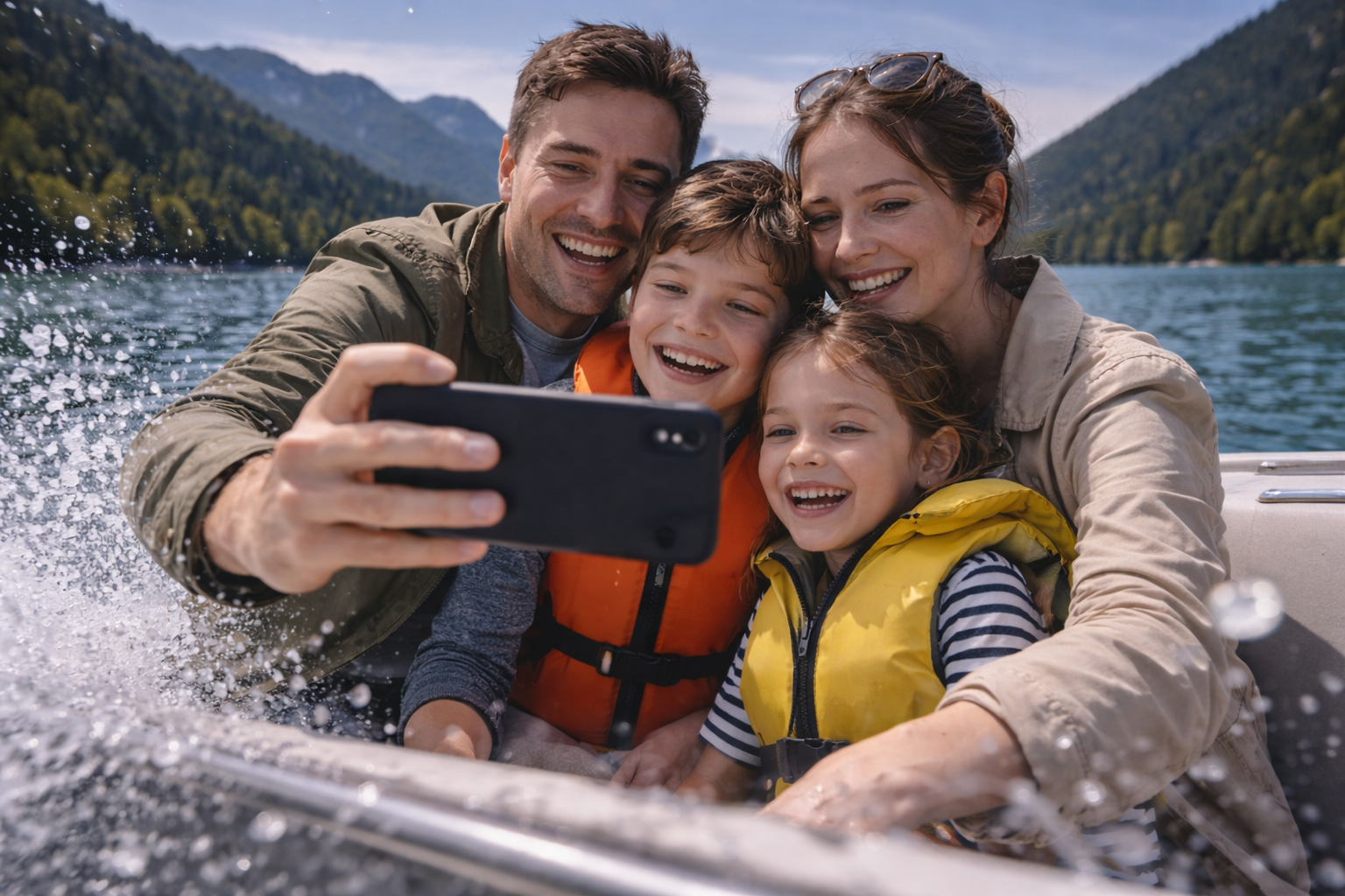 Filming Lake Wörthersee on a smartphone with an eSIM for traveling in Austria