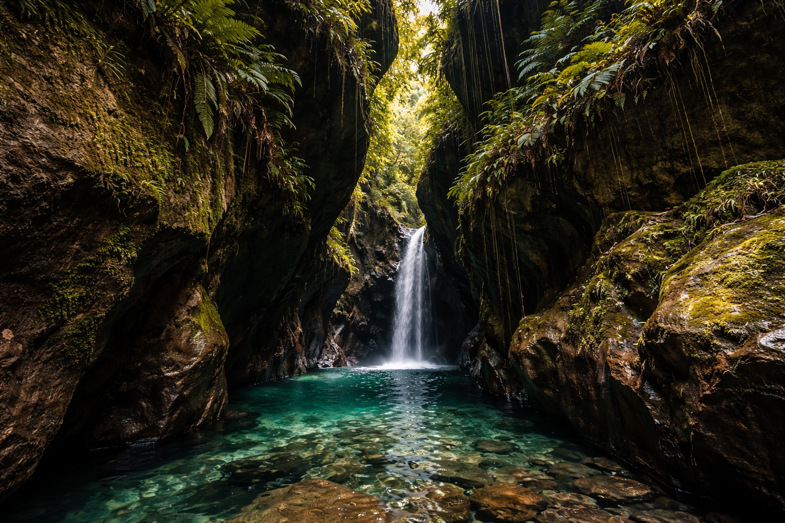 Wąwóz Titou Gorge z wodą i skałami