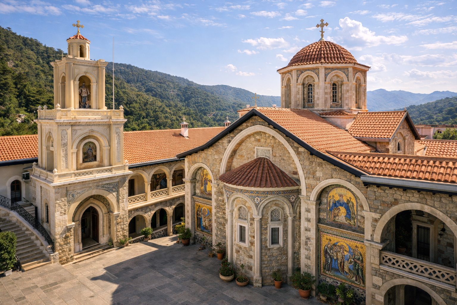 Monastero di Kykkos sui monti Troodos a Cipro.