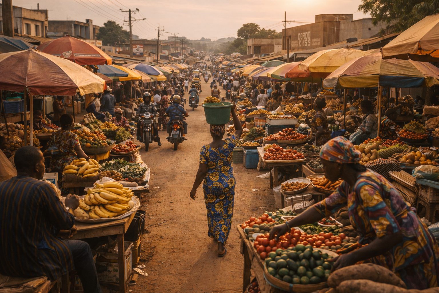 לוקוסה עם שווקים, רחובות וחיי היום-יום של בנין