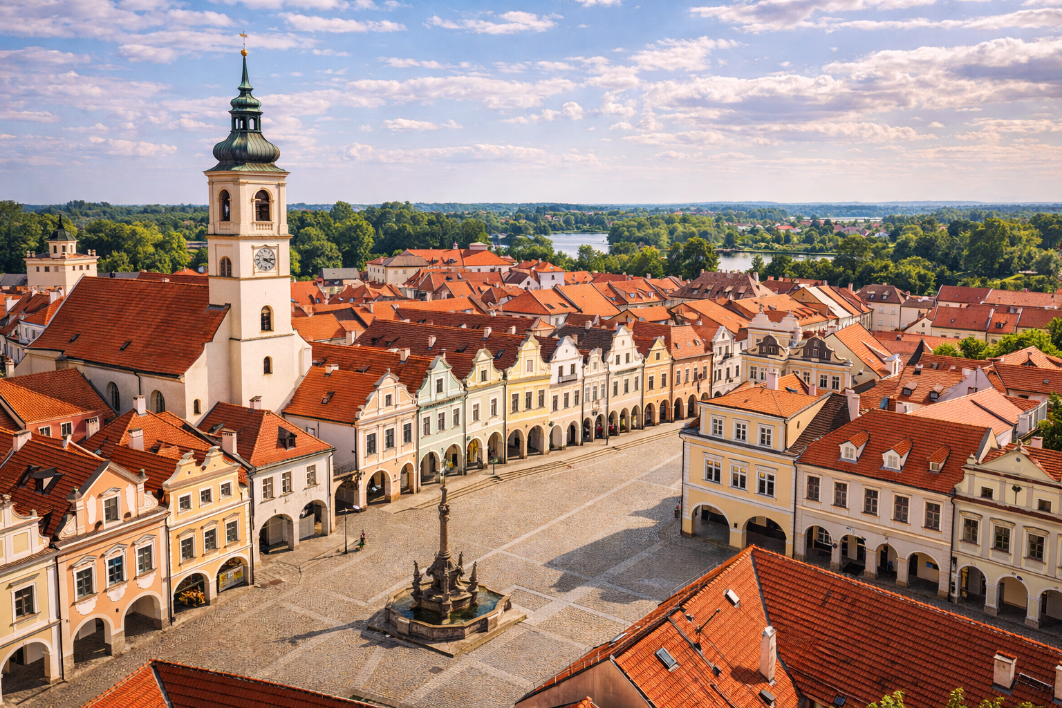 Il centro storico della città di Třeboň.