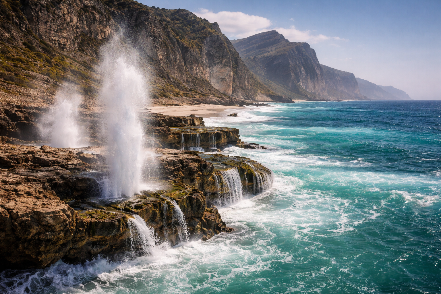 Η παραλία Αλ-Μουγσέιλ και οι θαλάσσιοι θερμοπίδακες