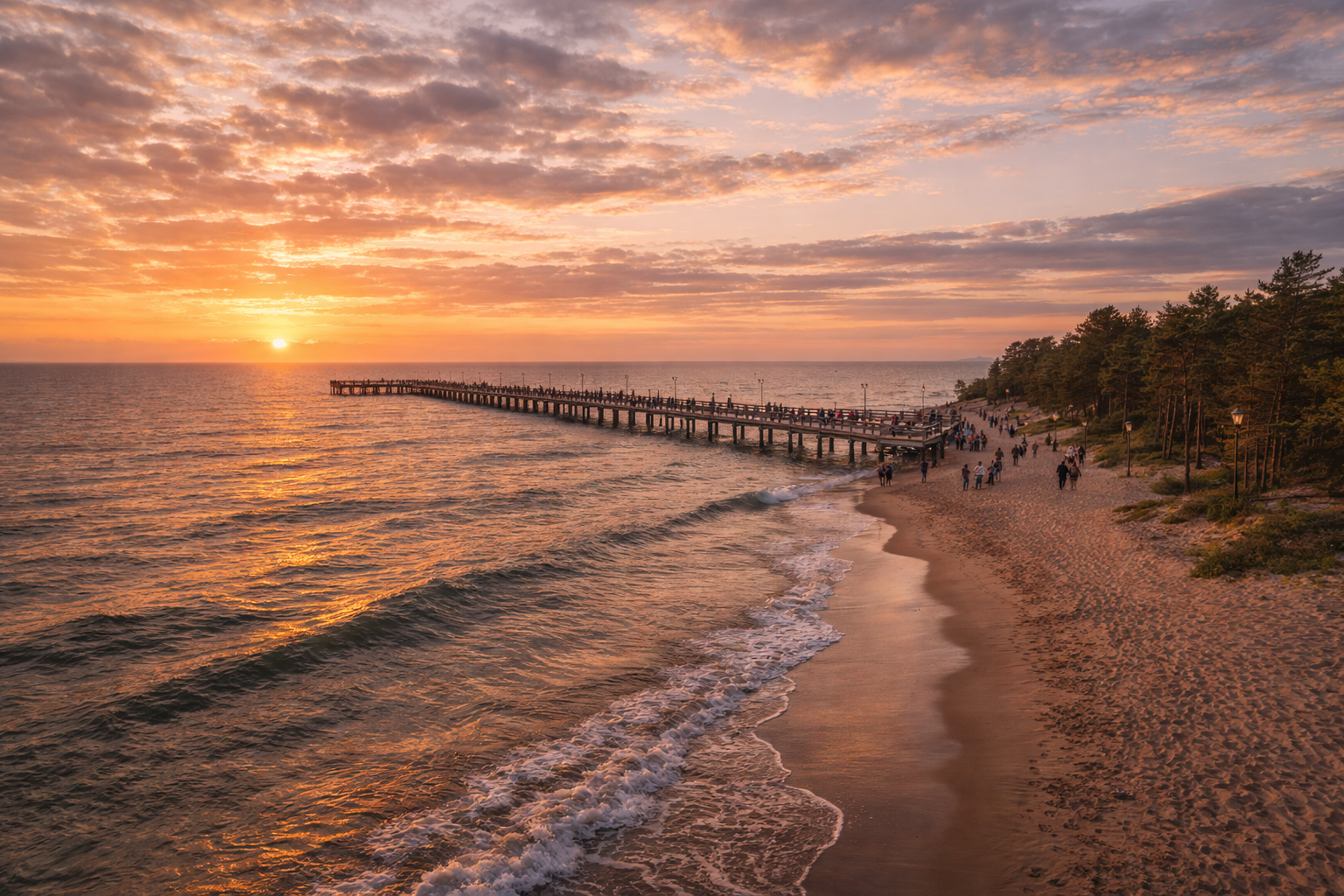 The long pier of the resort town of Palanga on the Baltic Sea coast