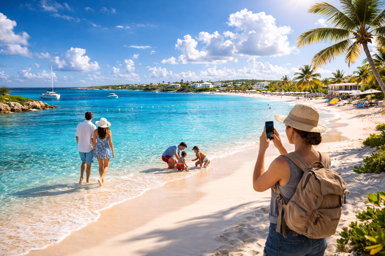 Shoal Bay East with отдыхающими tourists