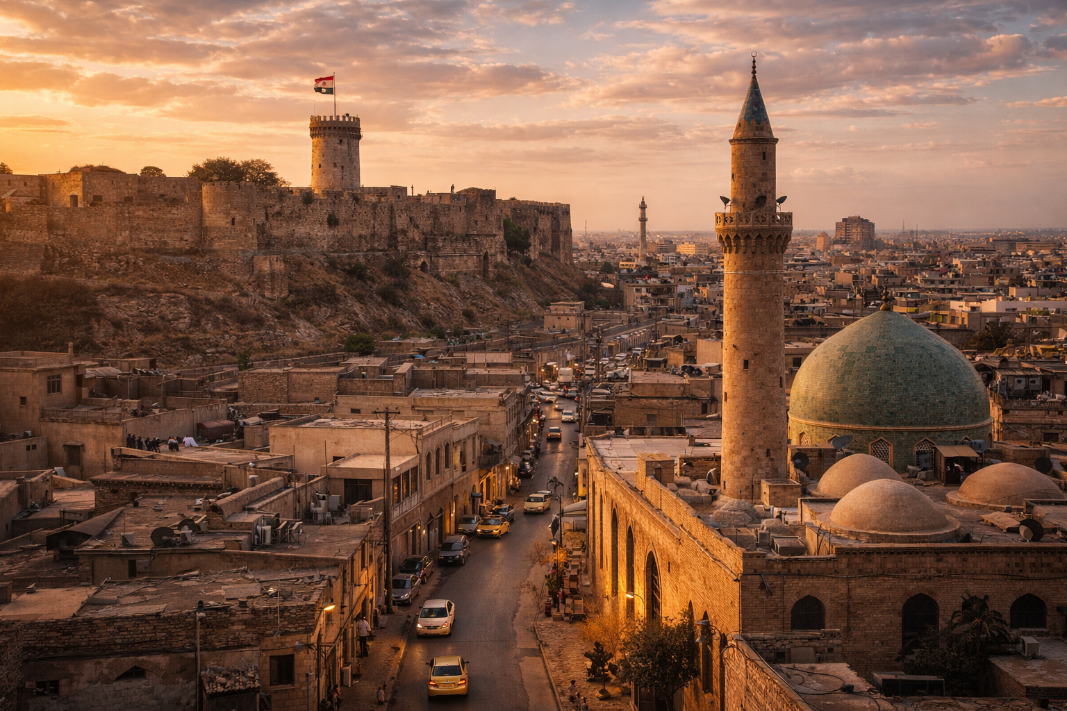 Ciudad de Kirkuk con edificios históricos y arquitectura urbana de Irak