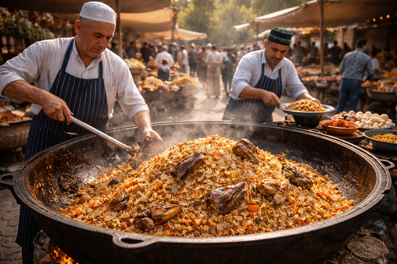 Preparazione del plov uzbeko