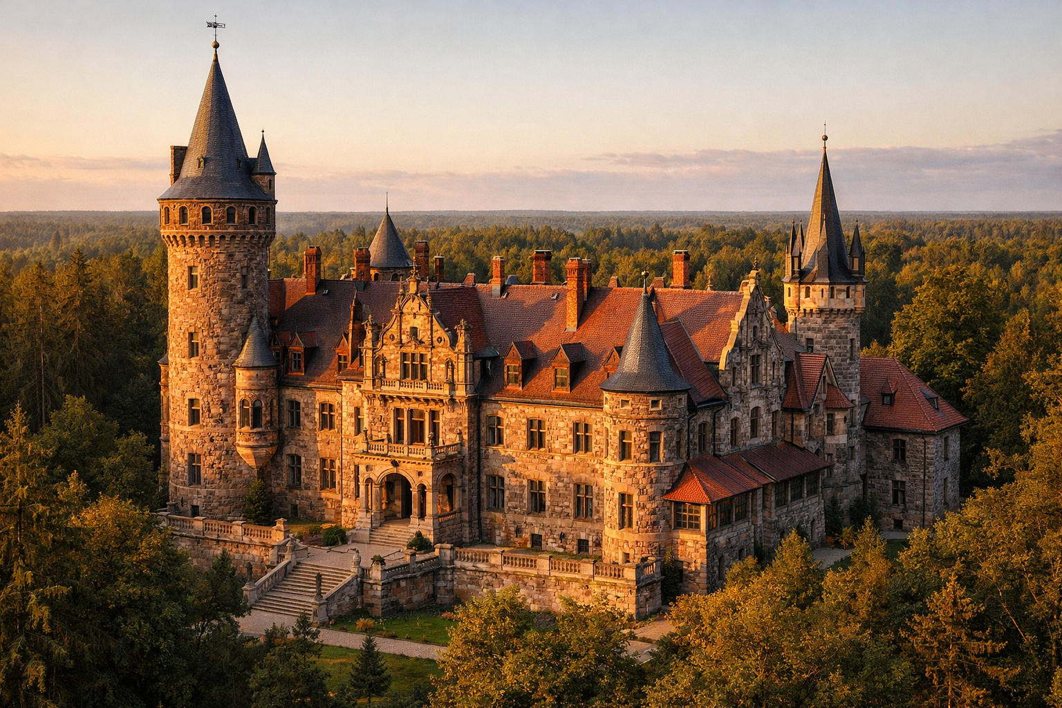 Cesvaine Palace among the forests