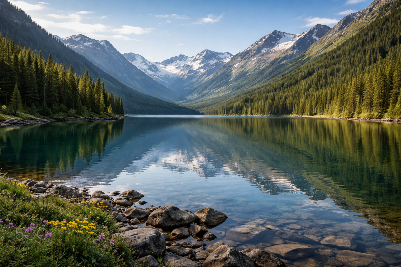 بحيرة ماركاكول الجبلية في جبال ألتاي