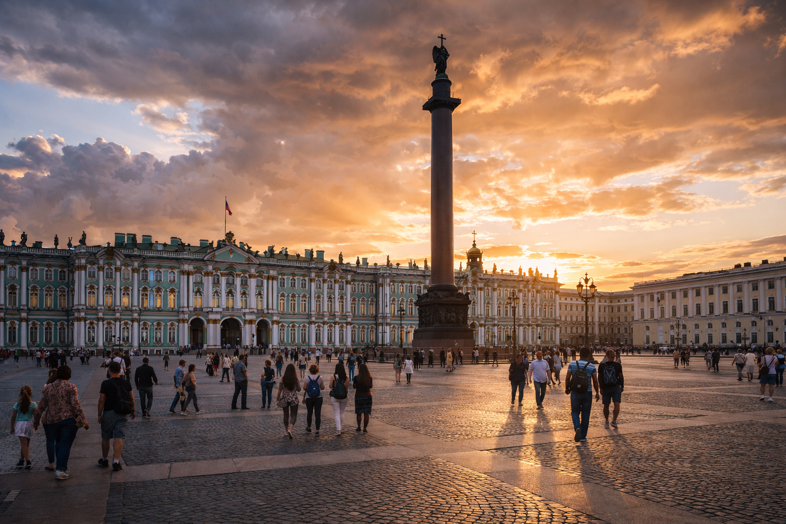 Piazza del Palazzo e Palazzo d’Inverno a San Pietroburgo.