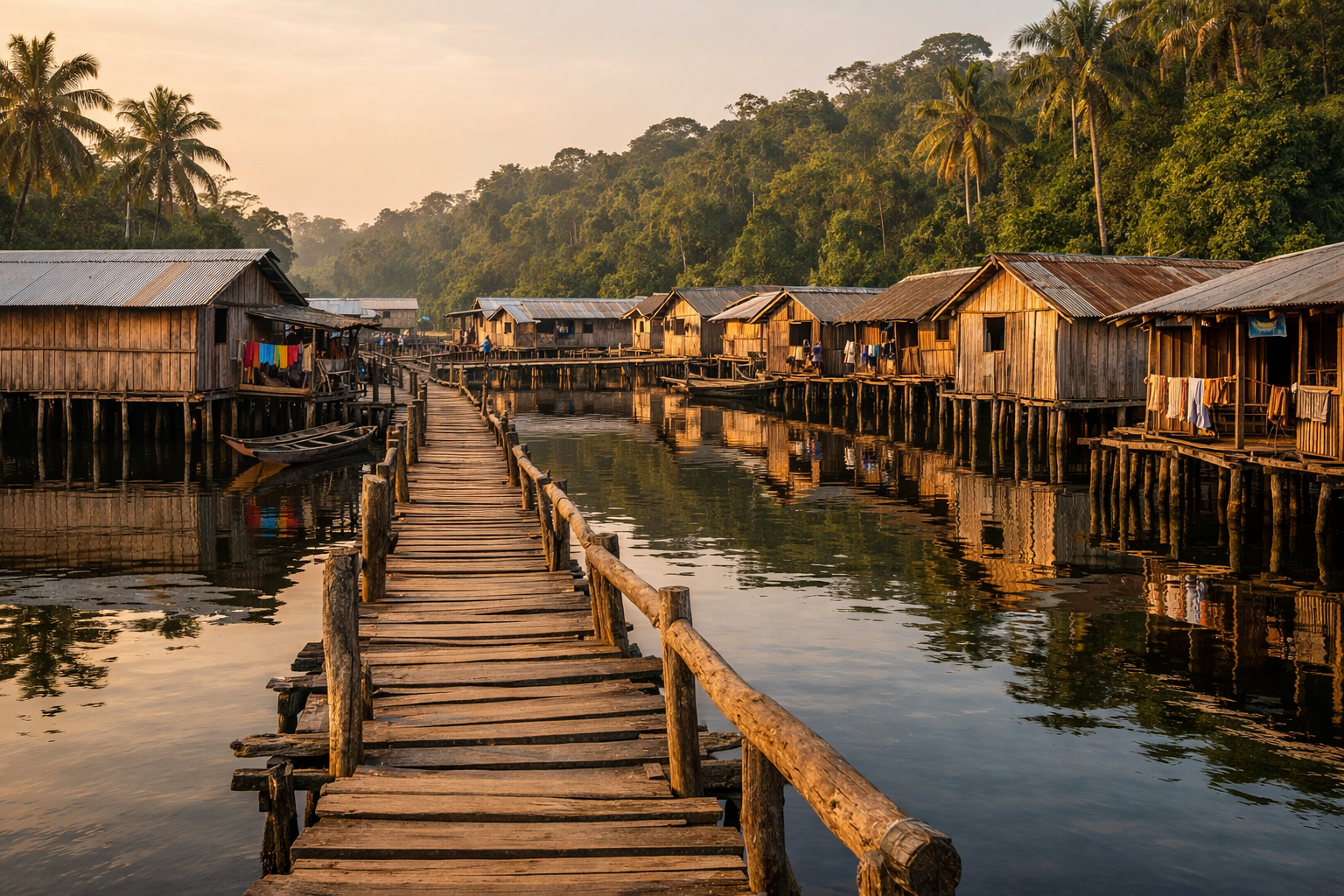 Nzulezo stilt village on the lake
