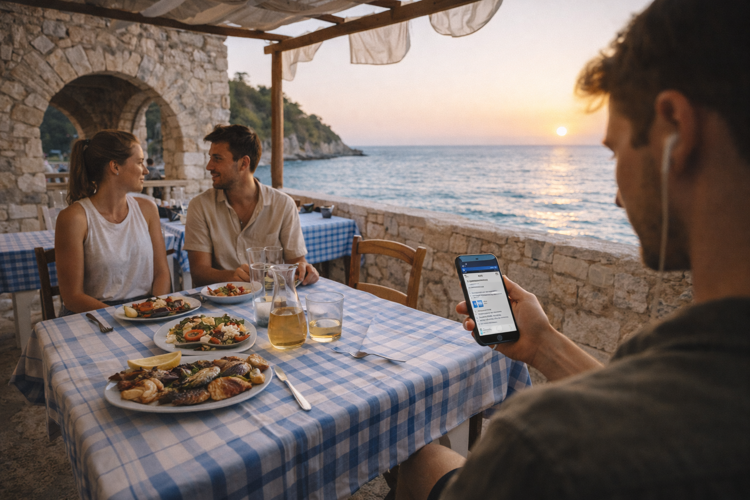 A cozy café in Albania with sea views and traditional cuisine