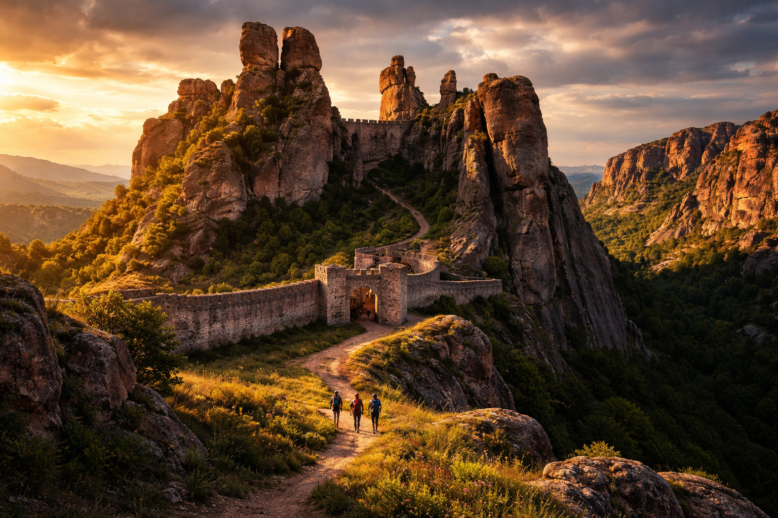 Belogradchik Rocks and tourists exploring Bulgaria’s natural wonder with eSIM