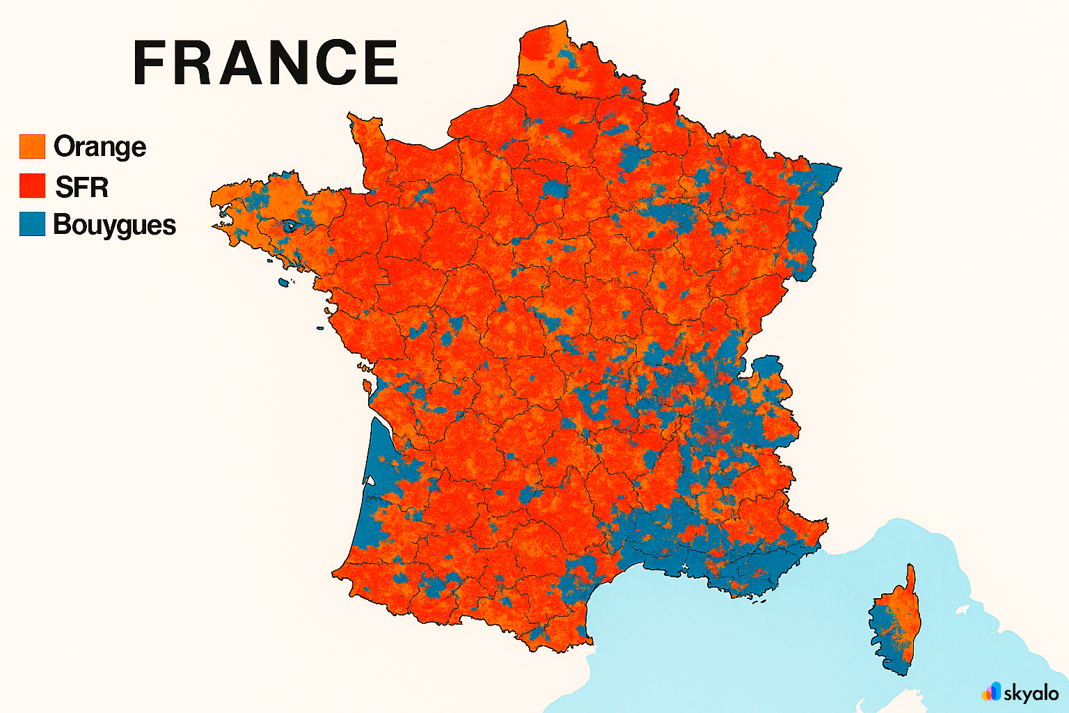 Skyalo chooses the best available signal, wherever you are in France