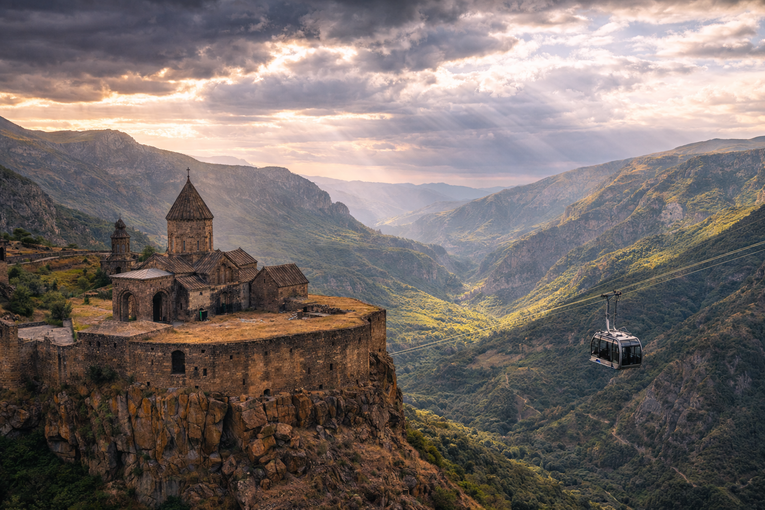 Tatev Monastery on the edge of the gorge