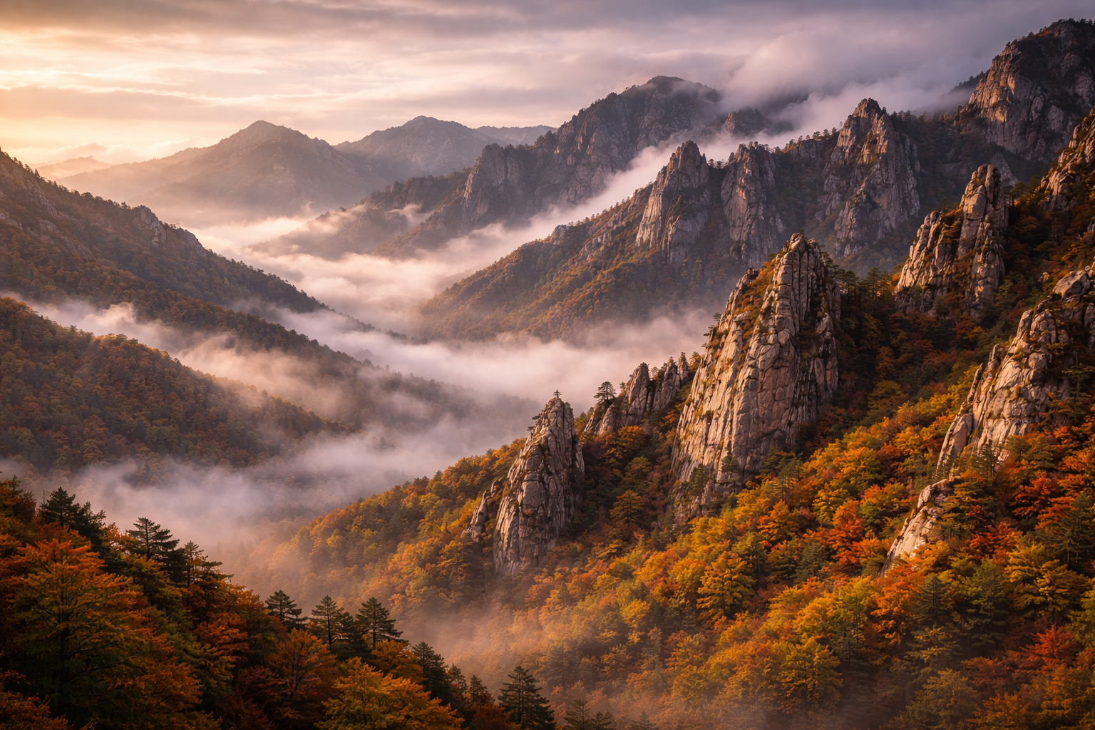 Góry Seoraksan w jesiennych barwach