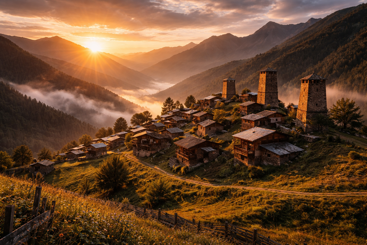 Omalo en las montañas de Tusheti - pueblo remoto de Georgia con eSIM
