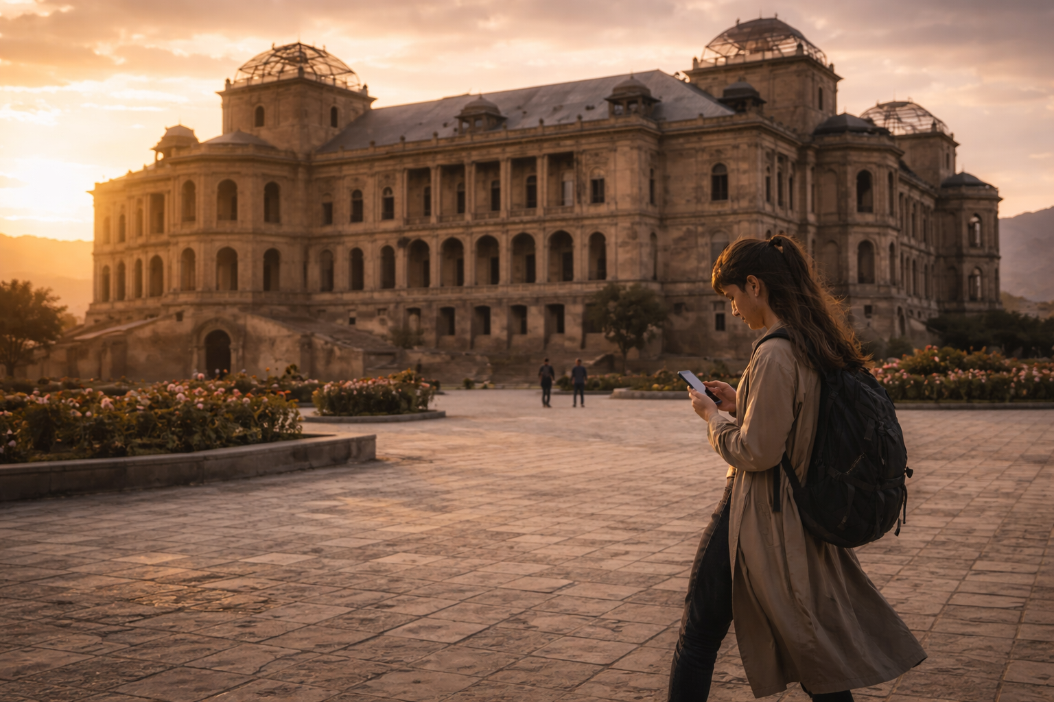 Darul Aman Palace and a tourist with eSIM