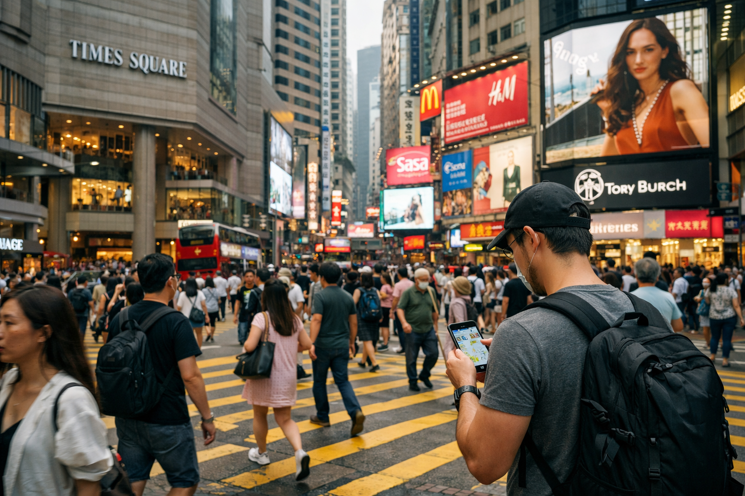 The bustling shopping district of Causeway Bay in Hong Kong.