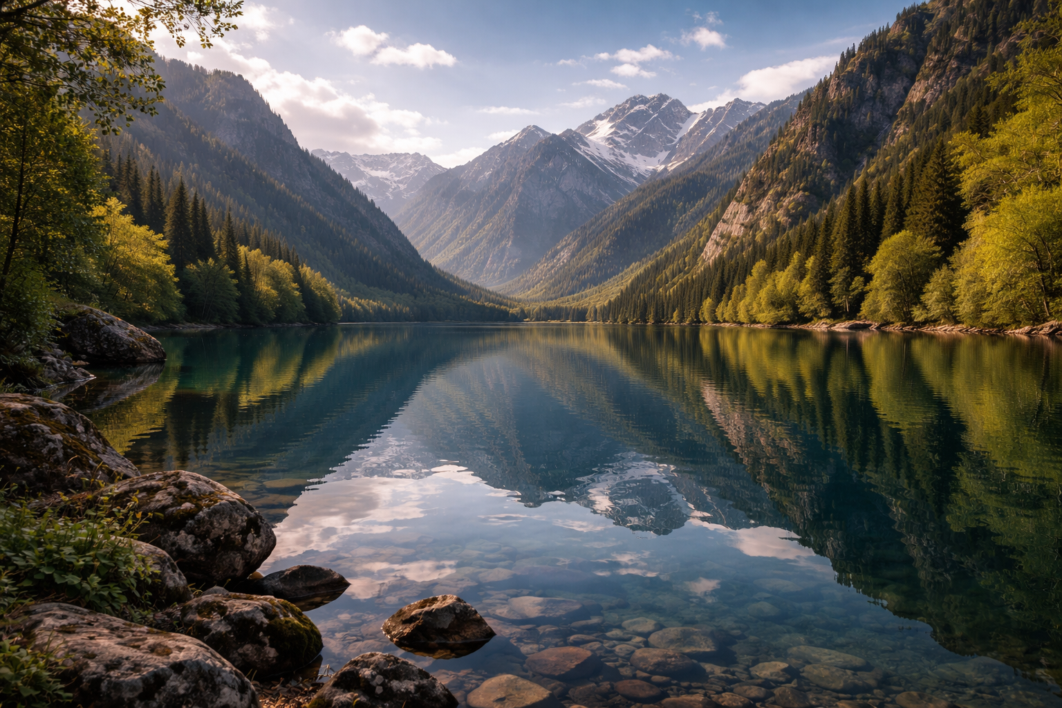 אגם סארי-צ'לק בין יערות והרים