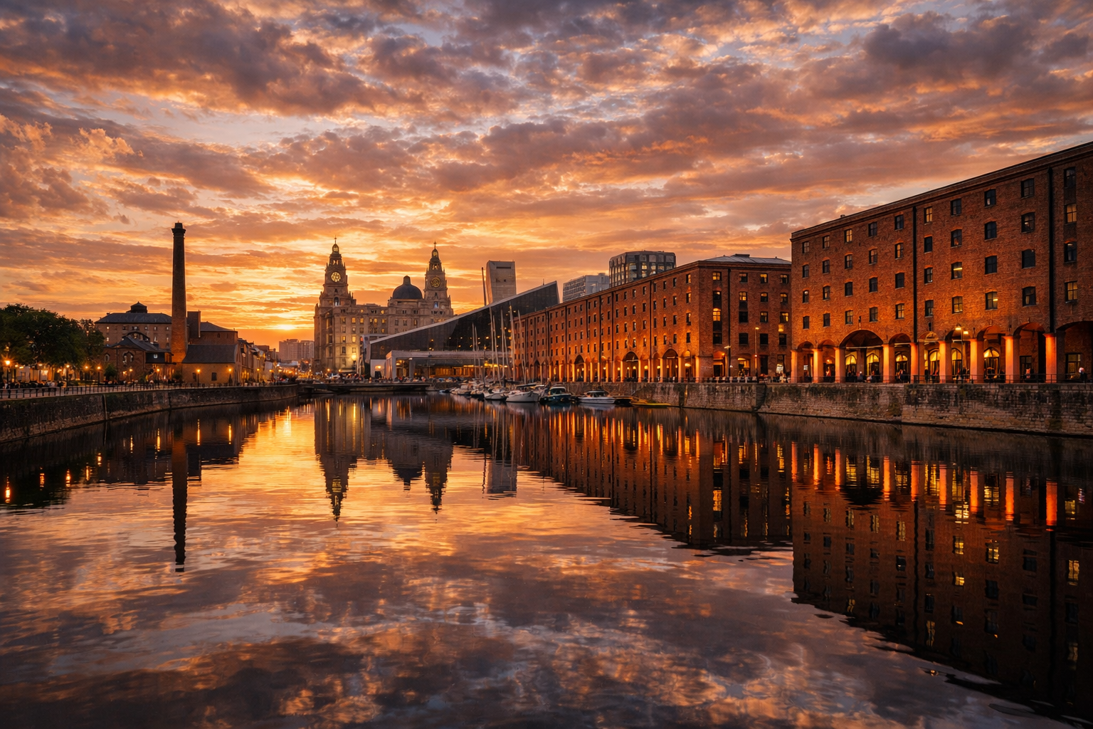 The historic Albert Dock waterfront in Liverpool