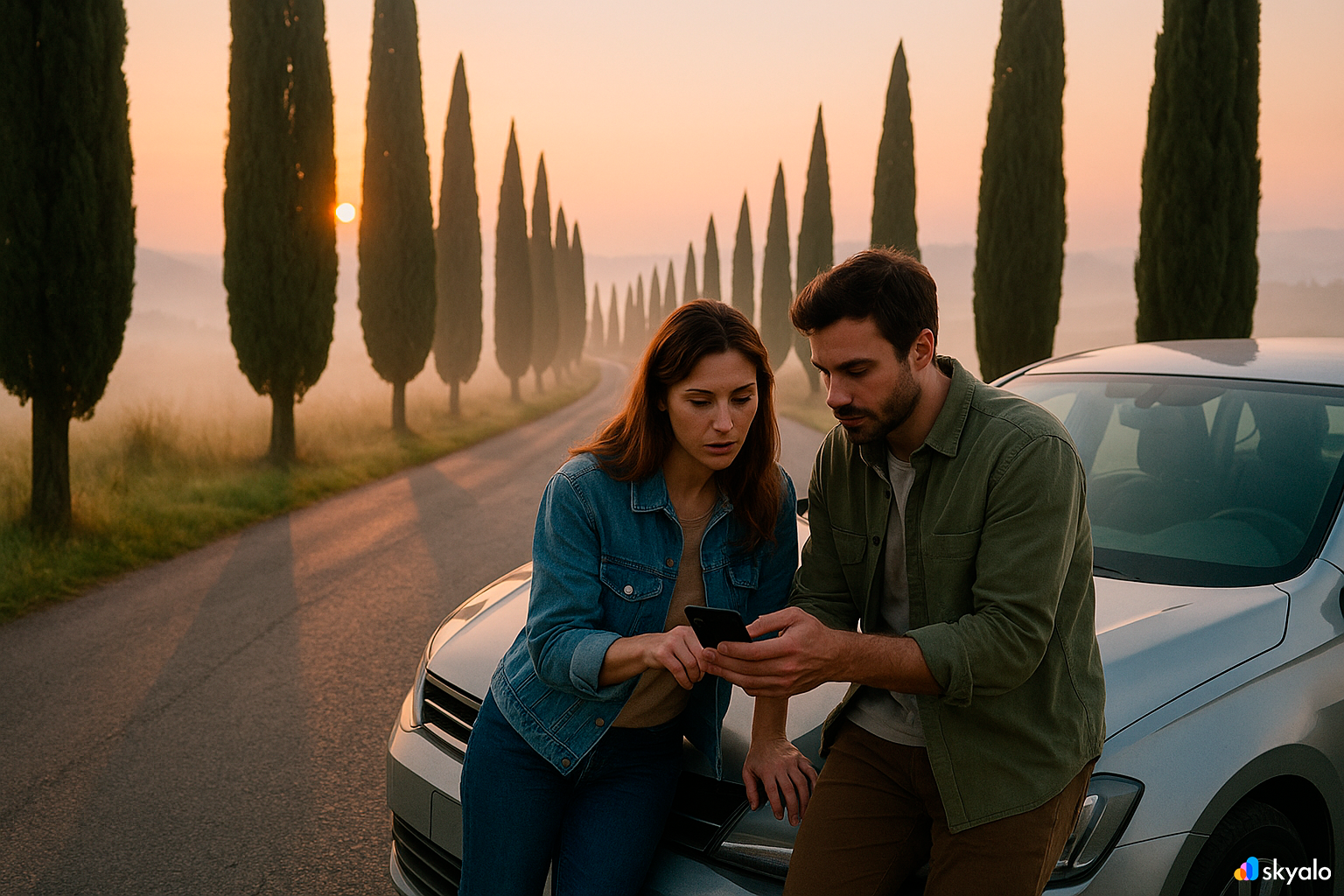 Checking the route over Tuscan hills