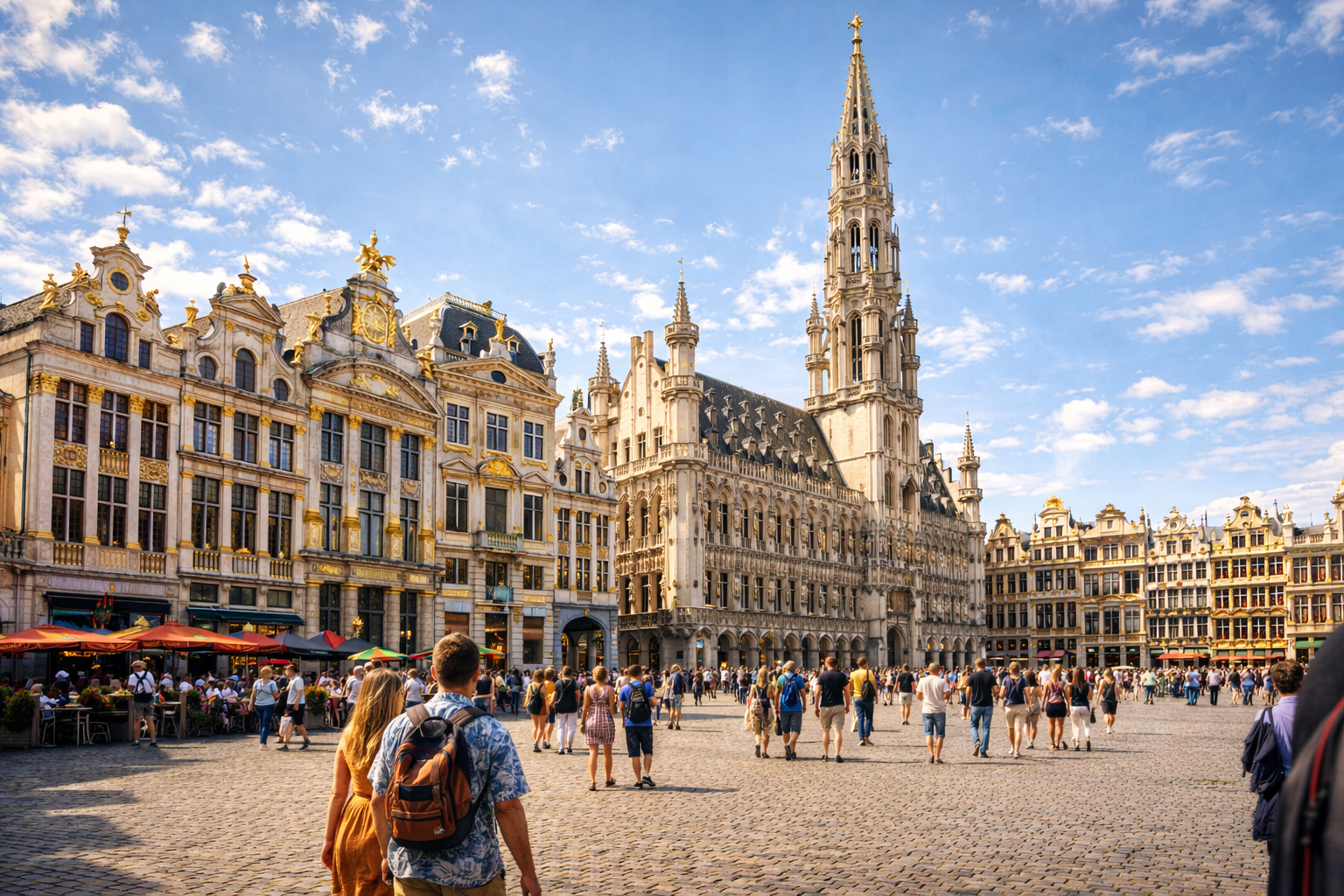 La Grand-Place di Bruxelles con il municipio gotico e gli edifici storici