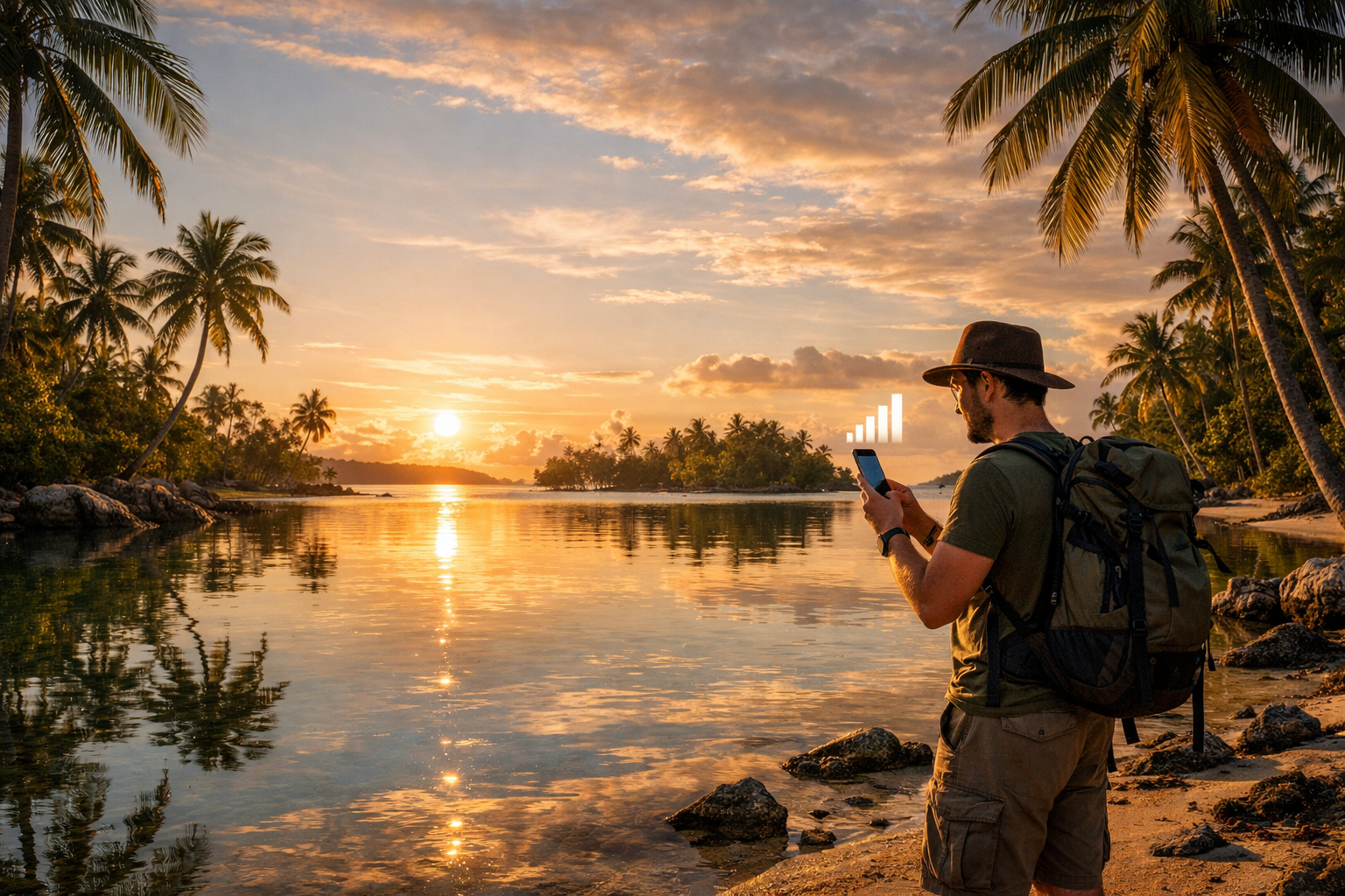 Sainte‑Marie lagoon and a traveler with an eSIM