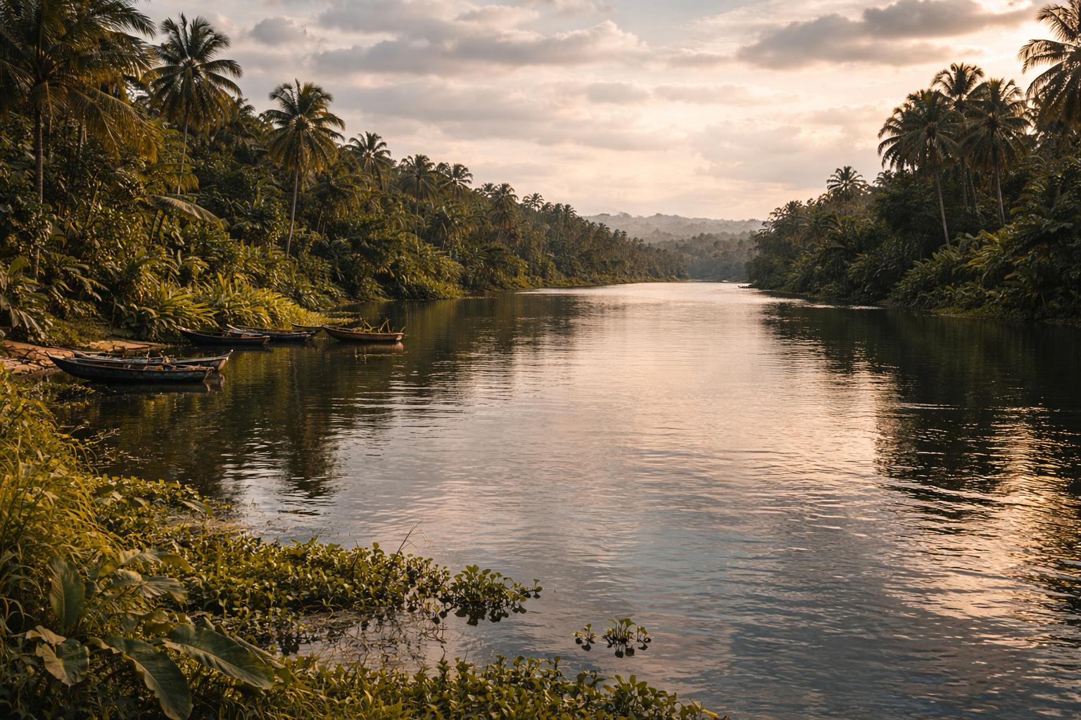 Šv. Pauliaus upė su vandeniu ir žaluma Liberijoje