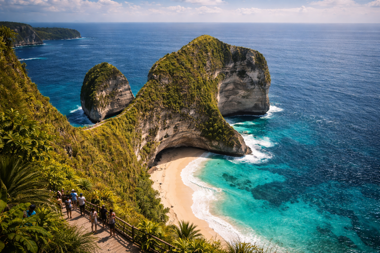 Kelingking cliff on Nusa Penida with a panoramic view