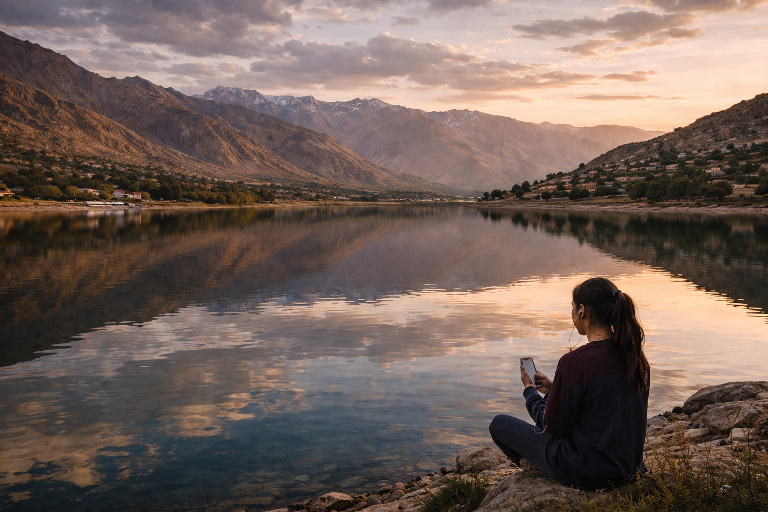 Qargha Lake and a tourist using eSIM