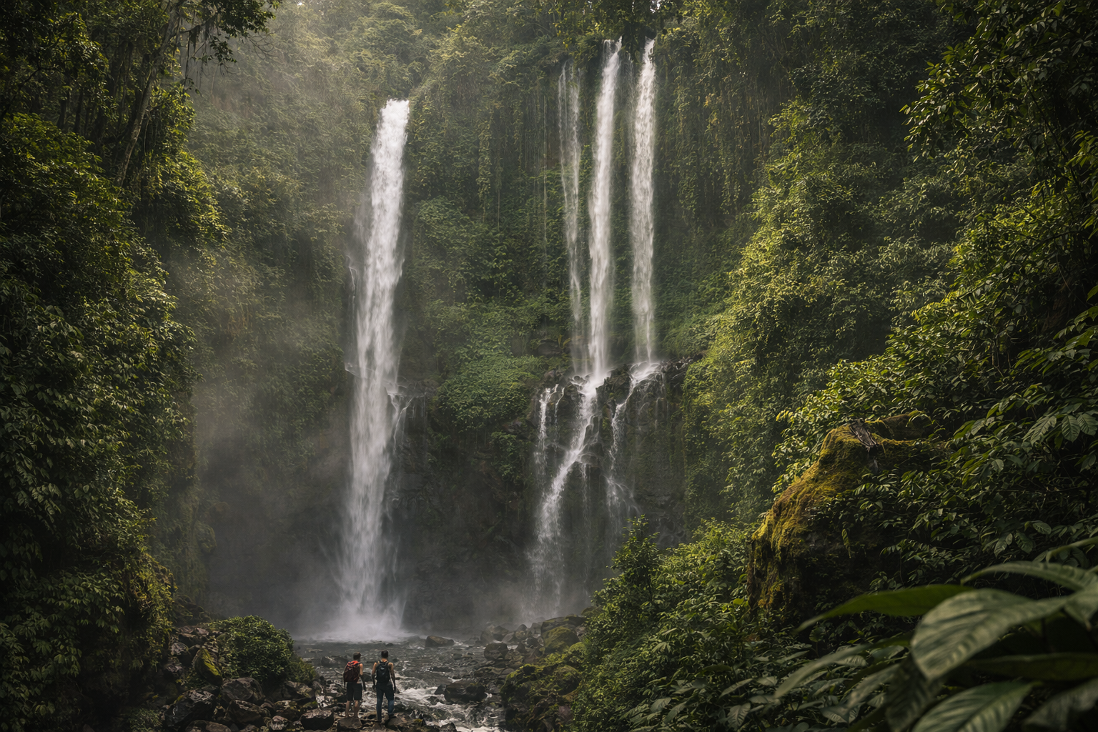 Sekumpul Waterfall in Bali’s dense jungle