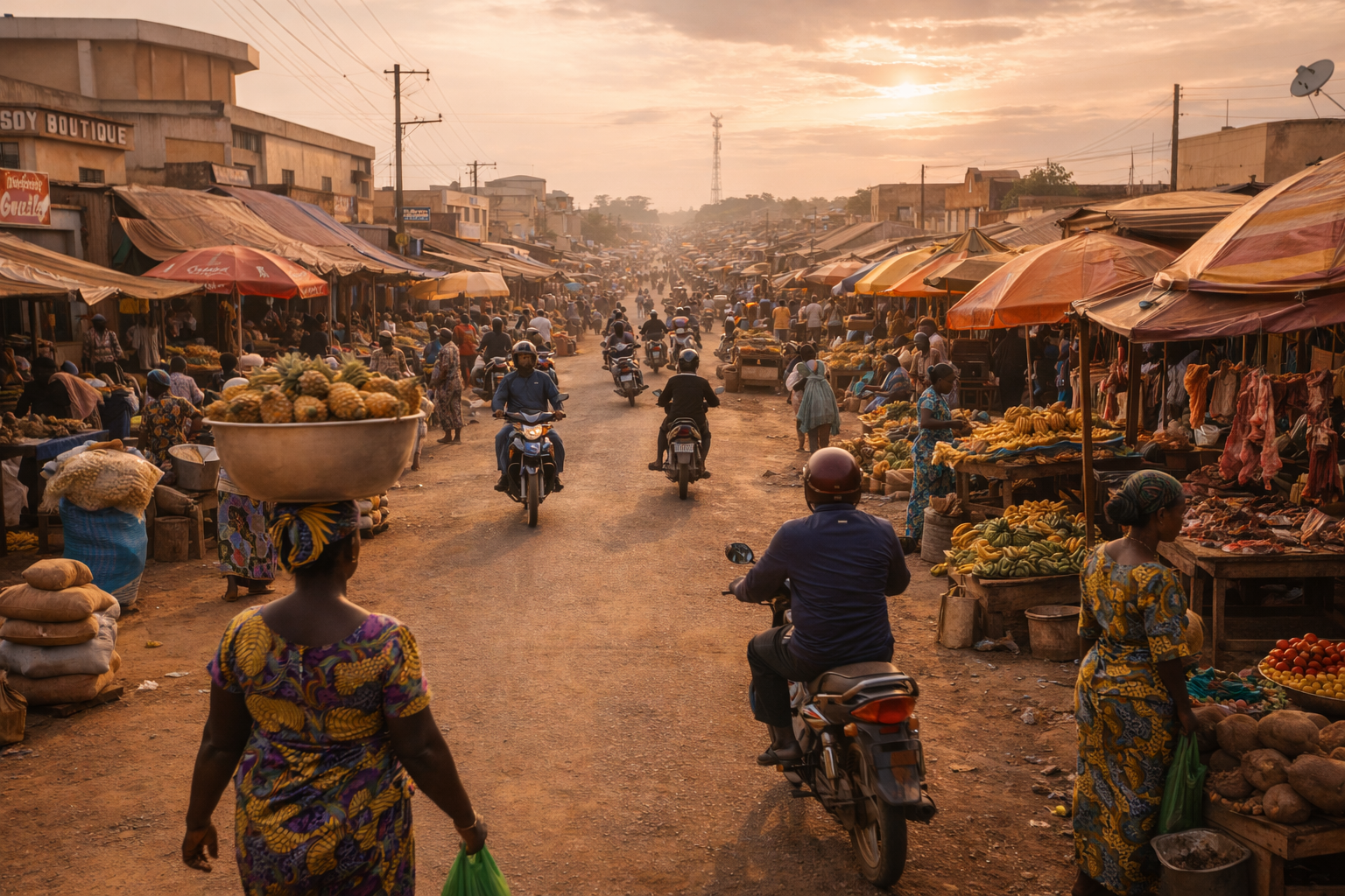 פאראקו עם רחובות, שווקים ואווירה של עיר צפונית בבנין