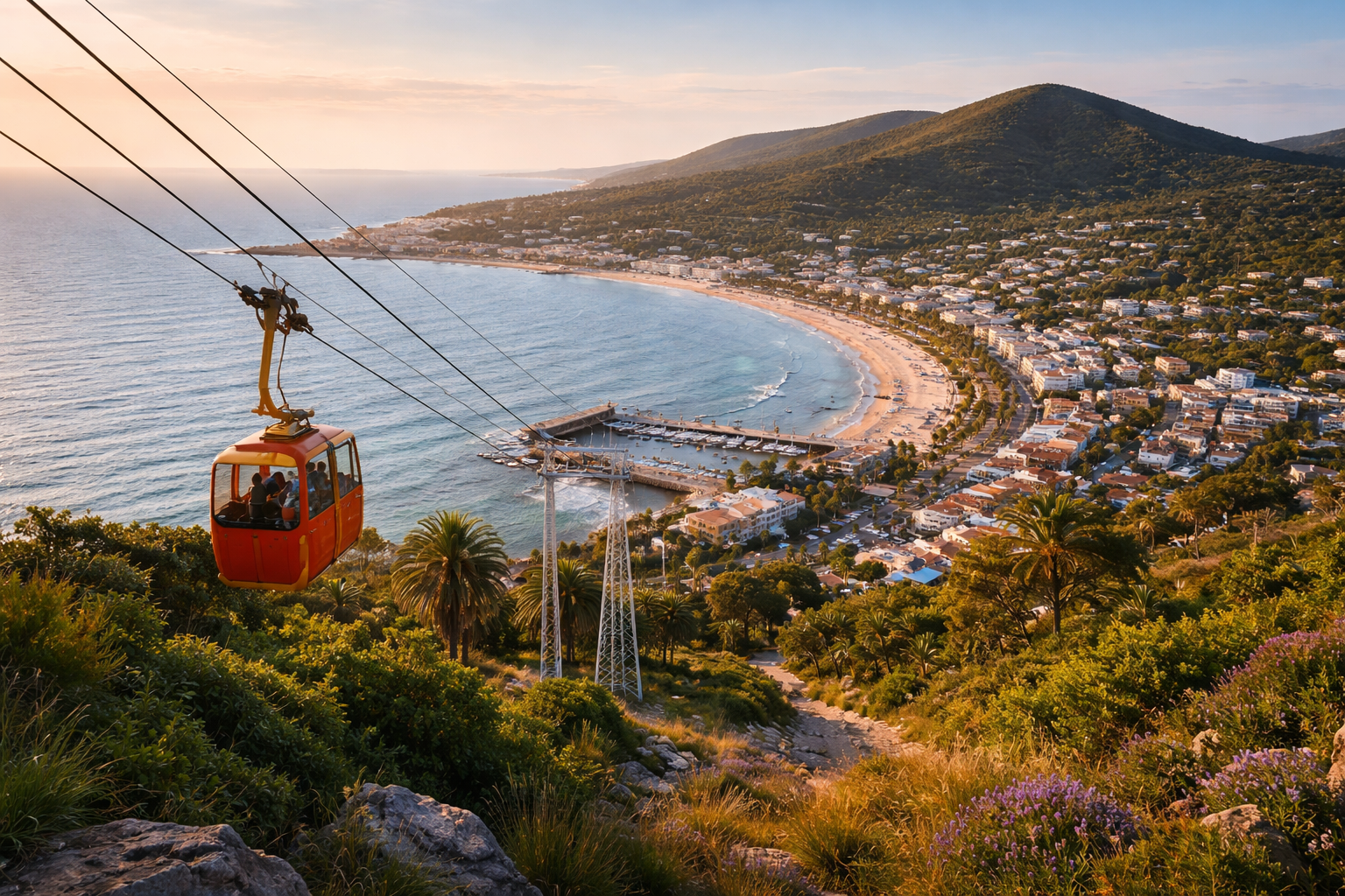 ピリアポリスの丘、海、パノラマ、リゾートタウンと自然の景観