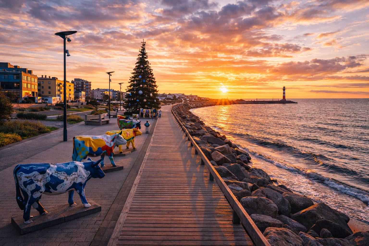 Ventspils promenade and the Baltic Sea