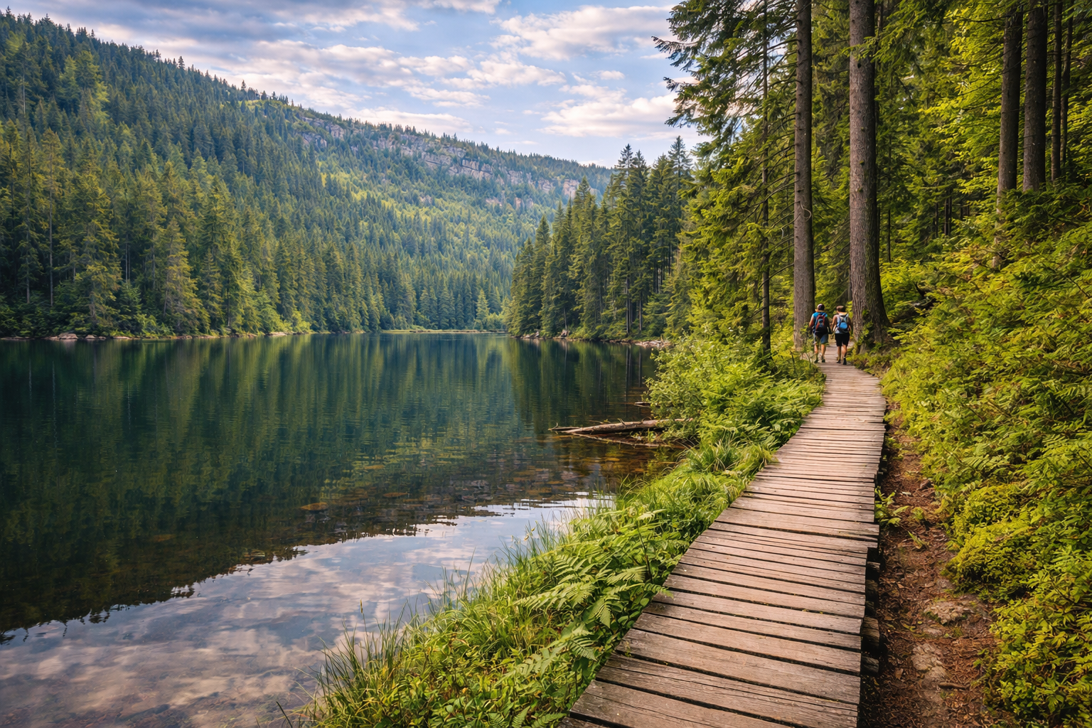 Un lago di montagna nel Parco nazionale Šumava.