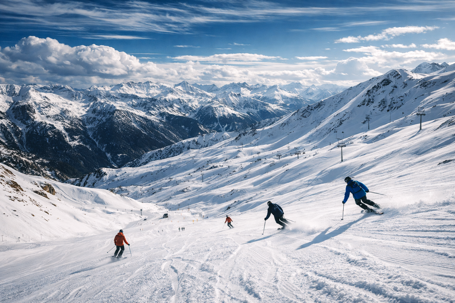 Grandvalira Ski Resort Andorra mountain slopes and skiers