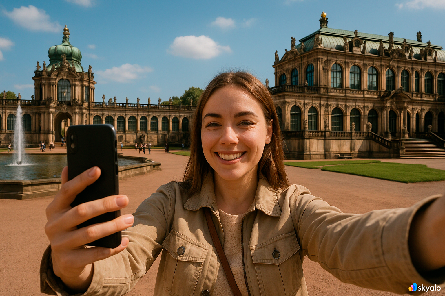 Dresden Zwinger; selfie in the garden, internet via eSIM from Skyalo