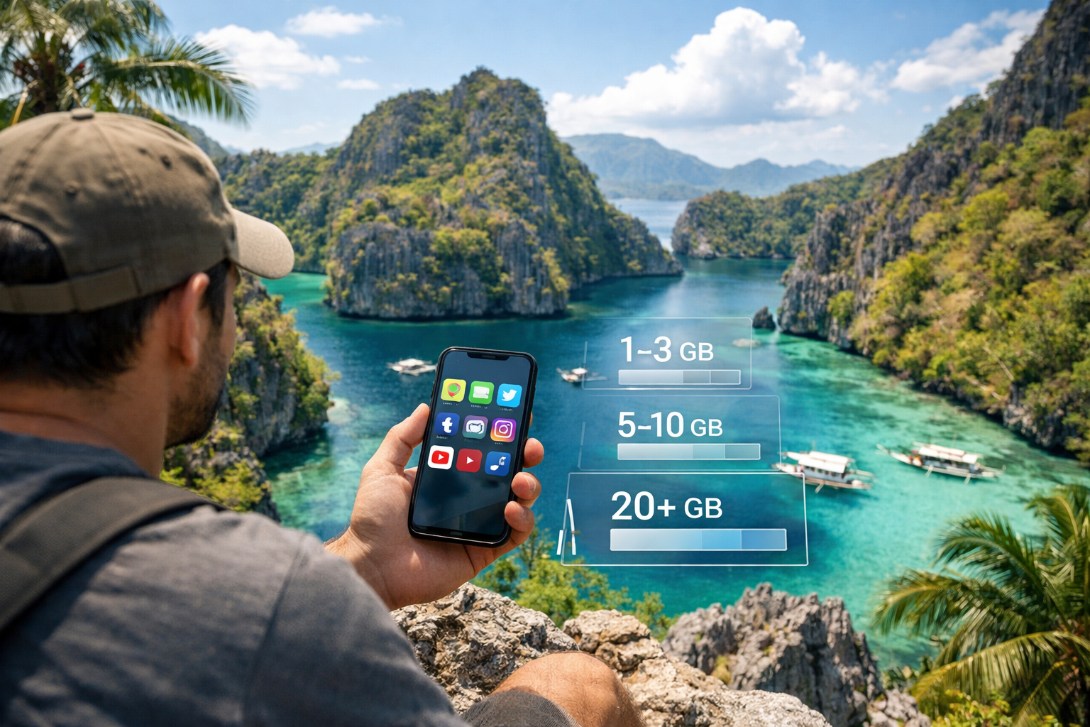 A smartphone with navigation and apps while traveling in the Philippines.