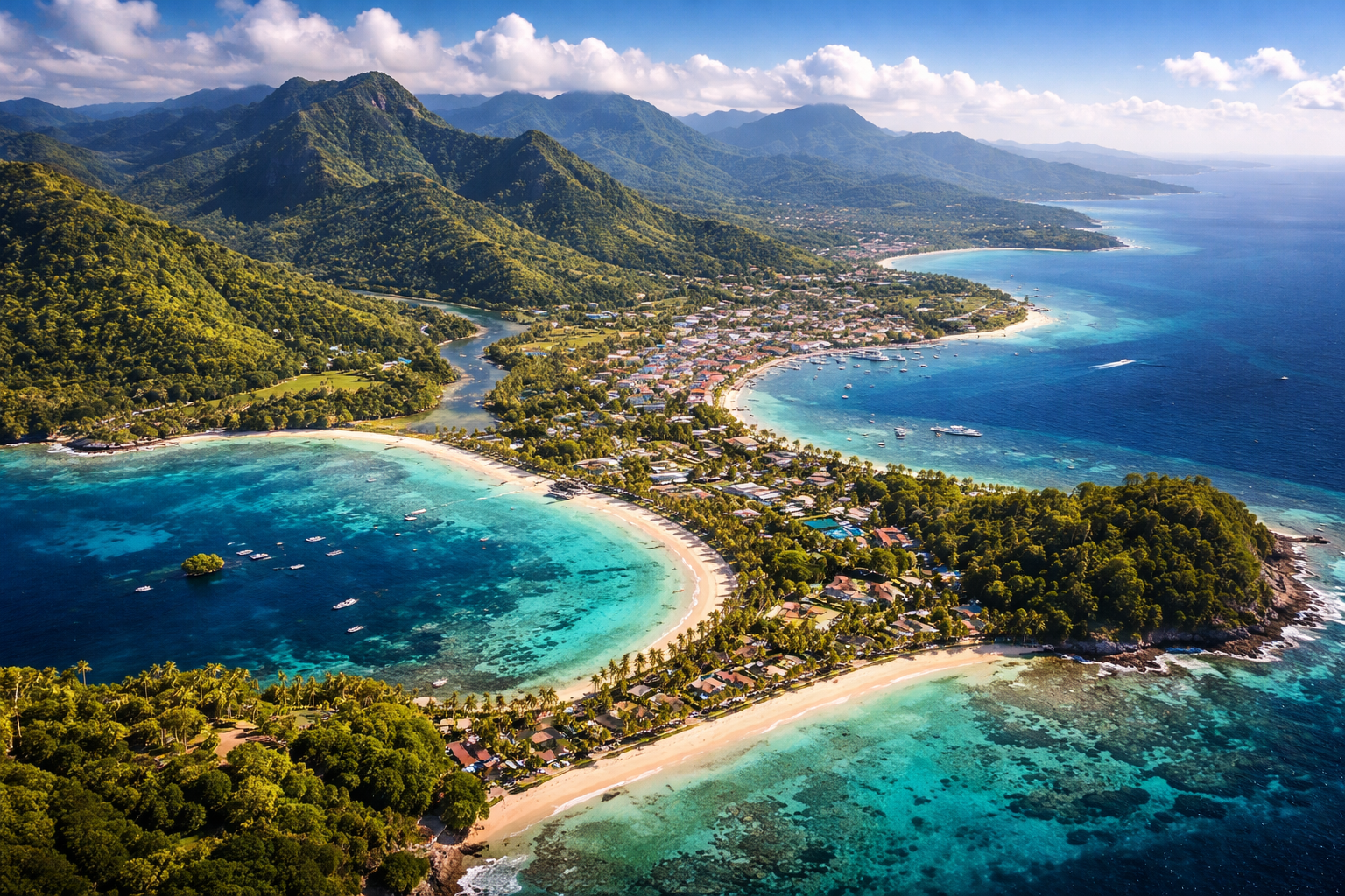 Ostrov Viti Levu s pobřežím, horami a městy