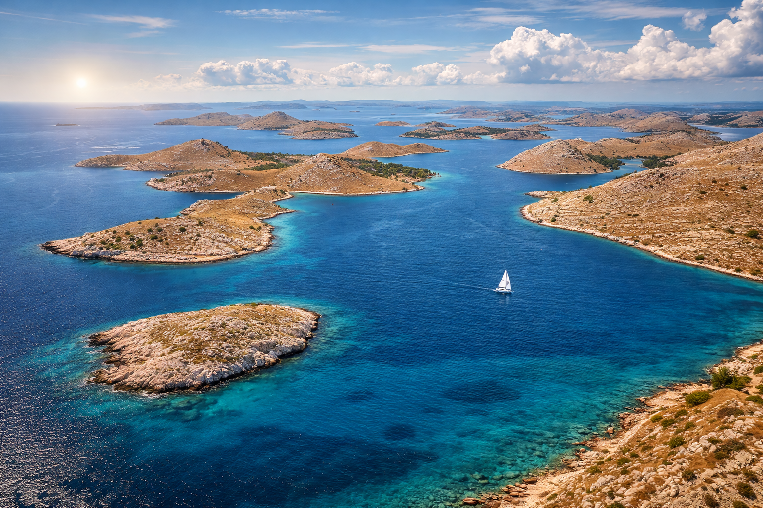 L’arcipelago delle Kornati con molte isole nel mare Adriatico