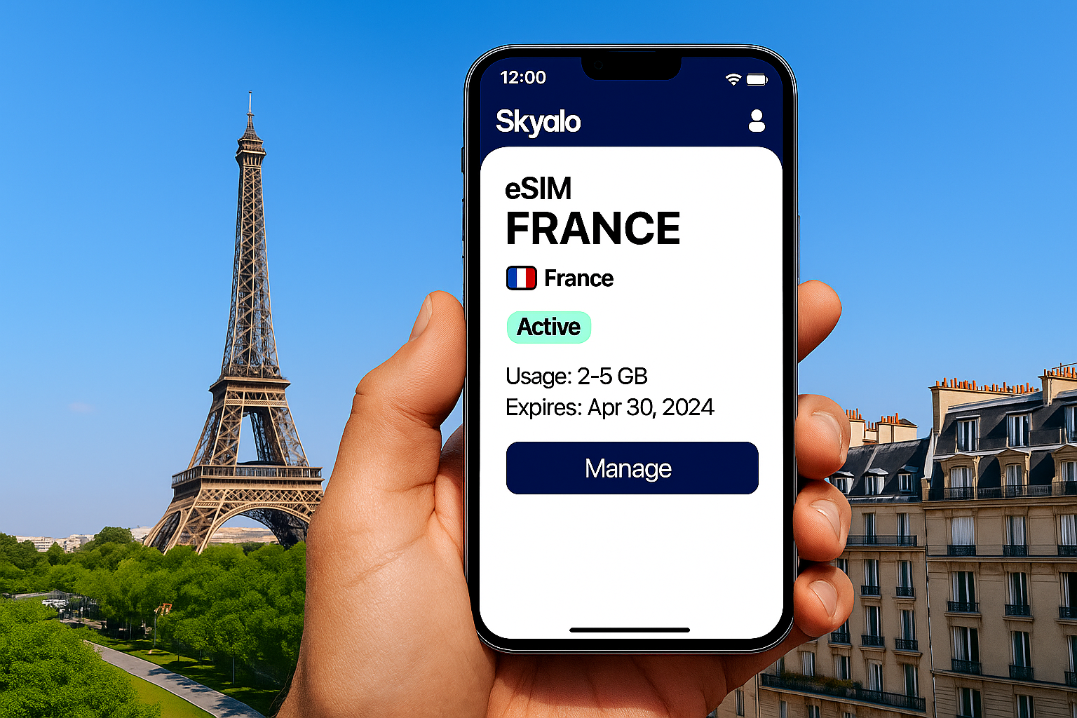 Stay online in France with Skyalo — no roaming, no queues, no hassle