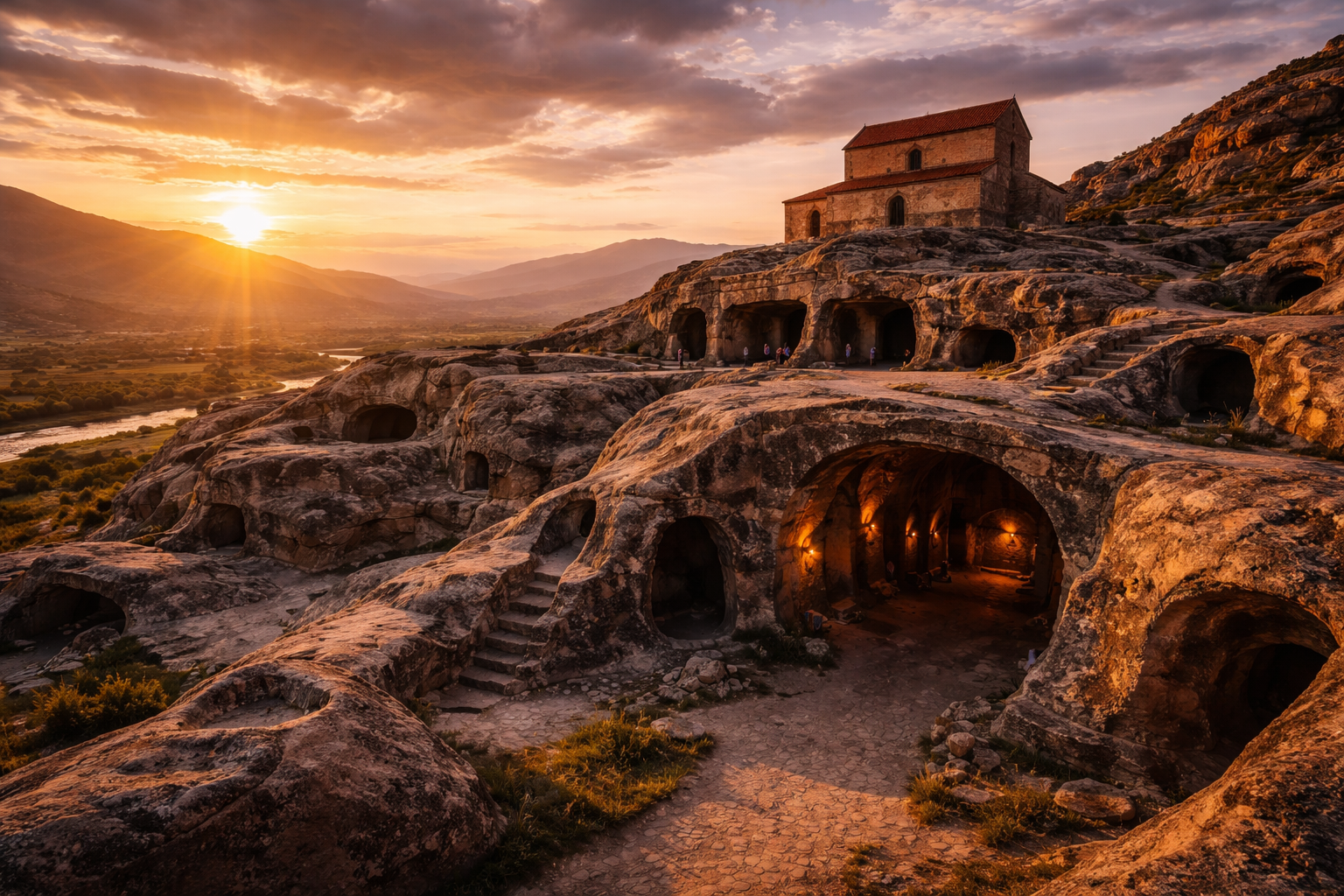 Ciudad cueva de Uplistsikhe - atracción antigua de Georgia con acceso a internet