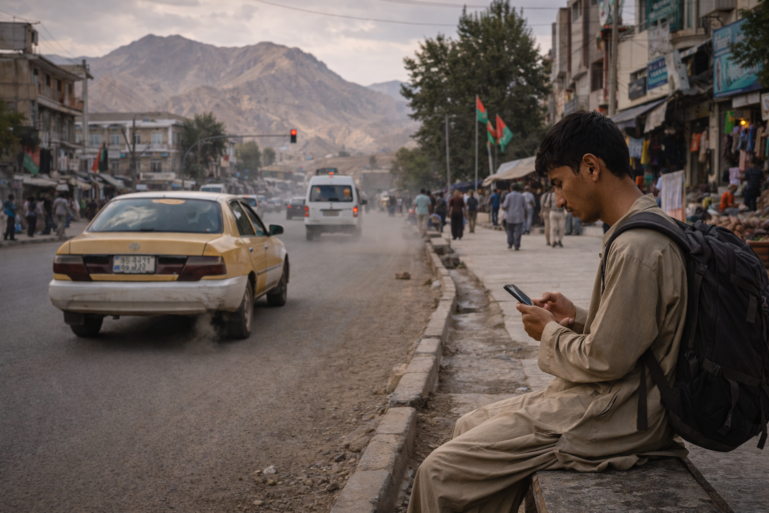 Pul-e Khumri city and a tourist with eSIM
