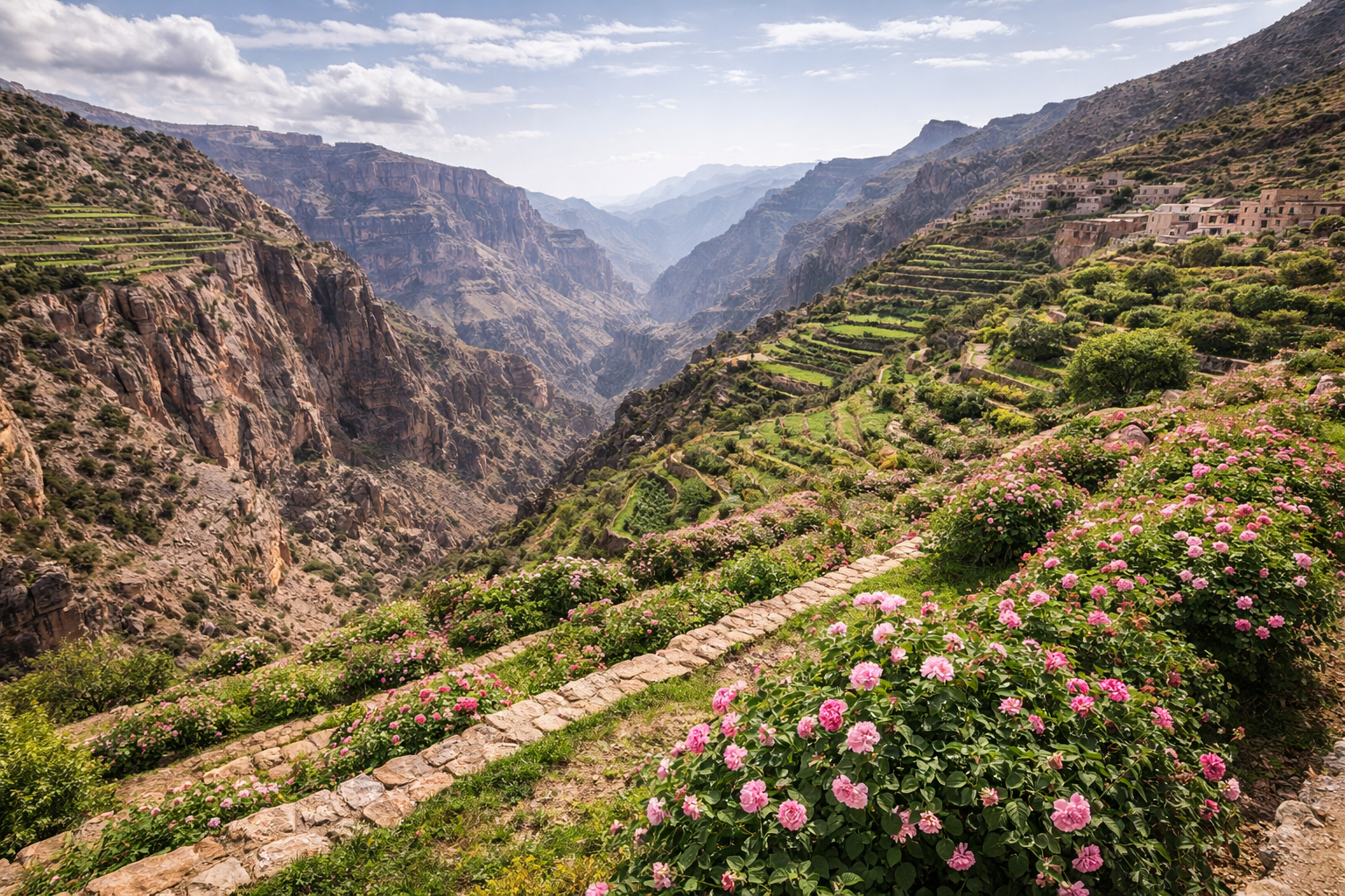 Οι αναβαθμίδες κήπων του Τζέμπελ Ακντάρ στα βουνά του Ομάν