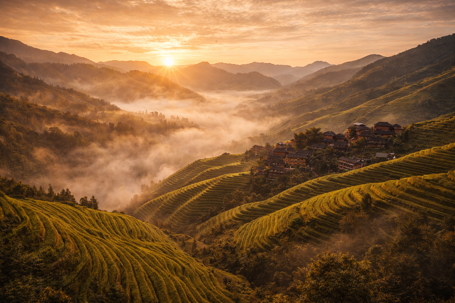 Longji rice terraces in the mountains of China