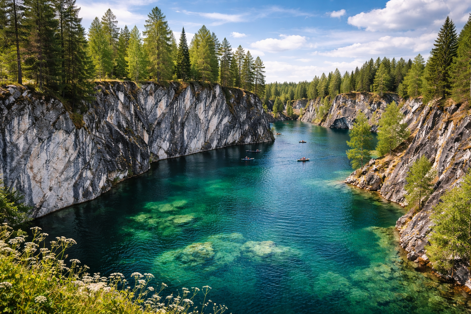 Canyon di marmo di Ruskeala in Carelia.