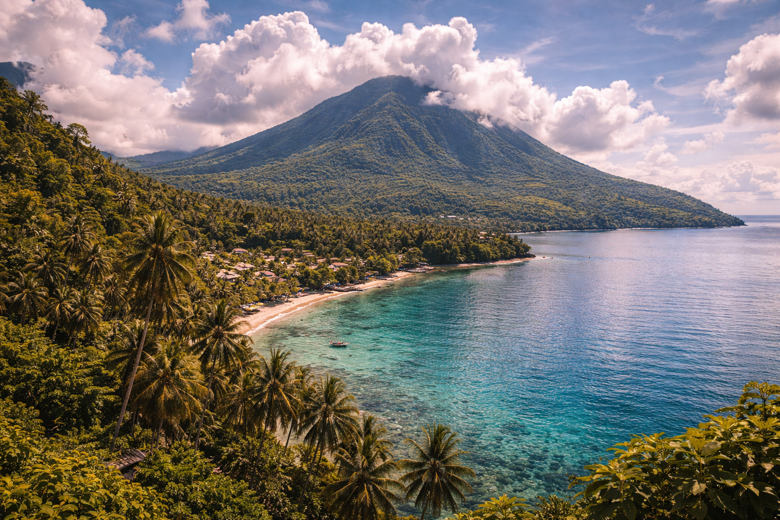 Volcanic Camiguin Island with tropical nature in the Philippines.