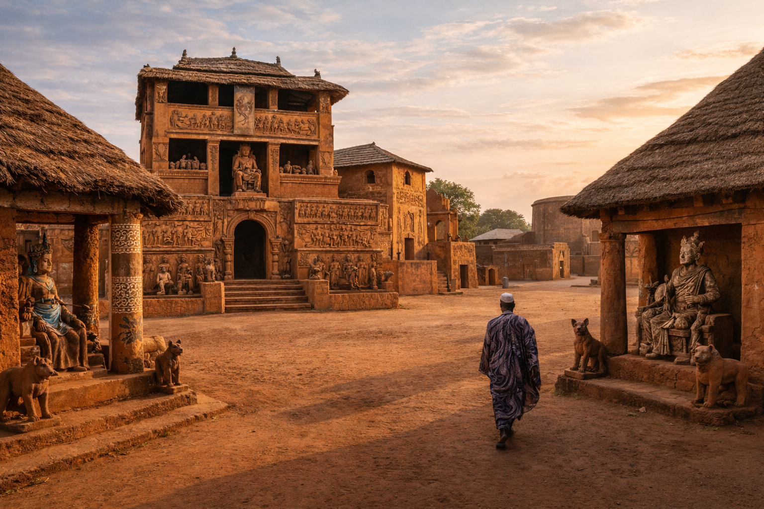 אבומיי בבנין עם ארמונות מלכותיים, ארכיטקטורה היסטורית ואווירה של בירתה העתיקה של ממלכת דהומיי
