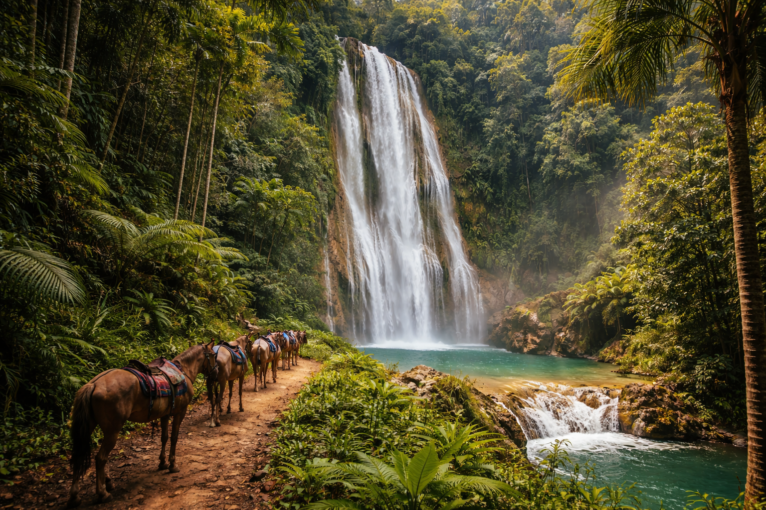 Cascada El Limón en una selva tropical amb ambient de ruta natural