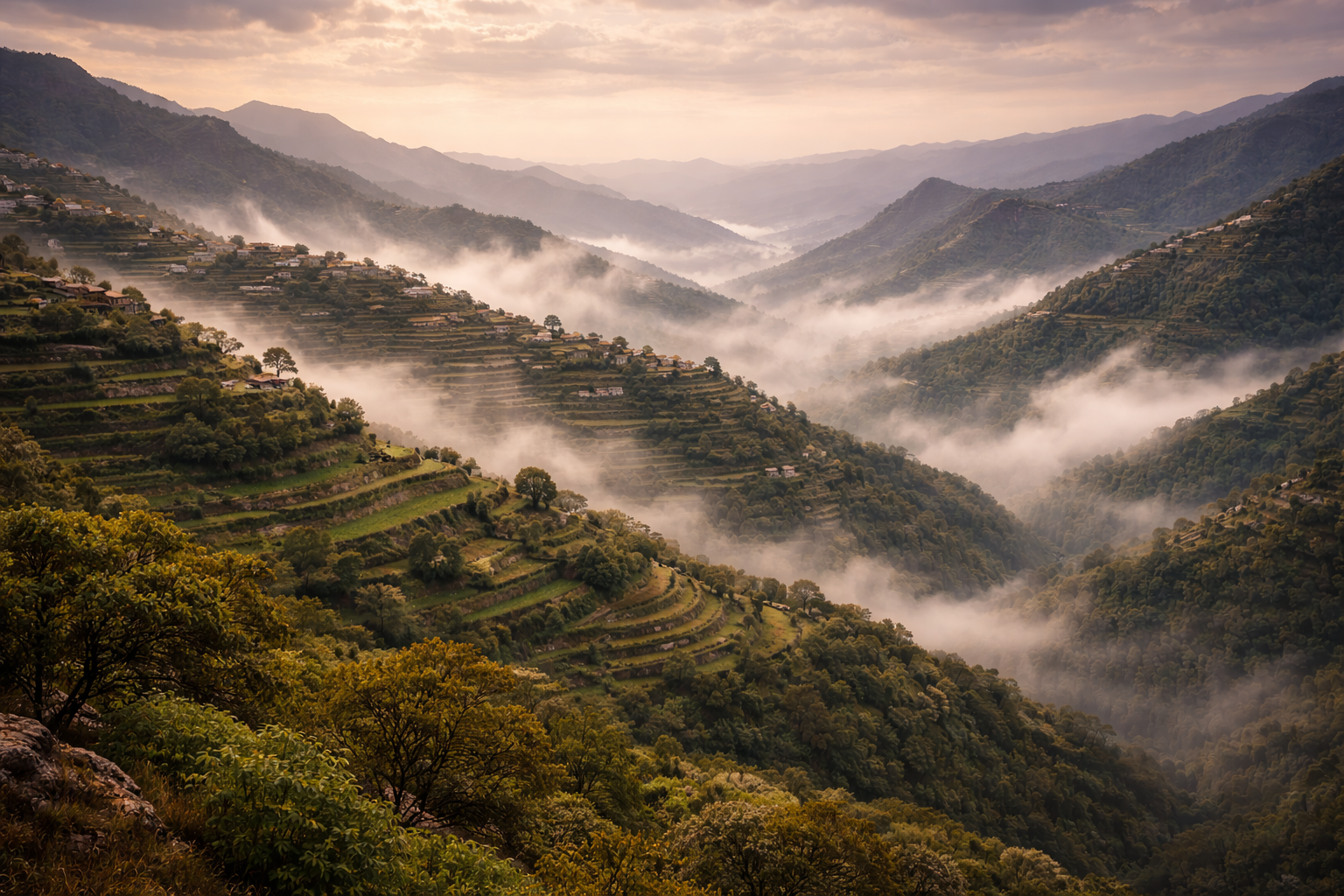 Zelené hory regiónu Asír pri Abhe